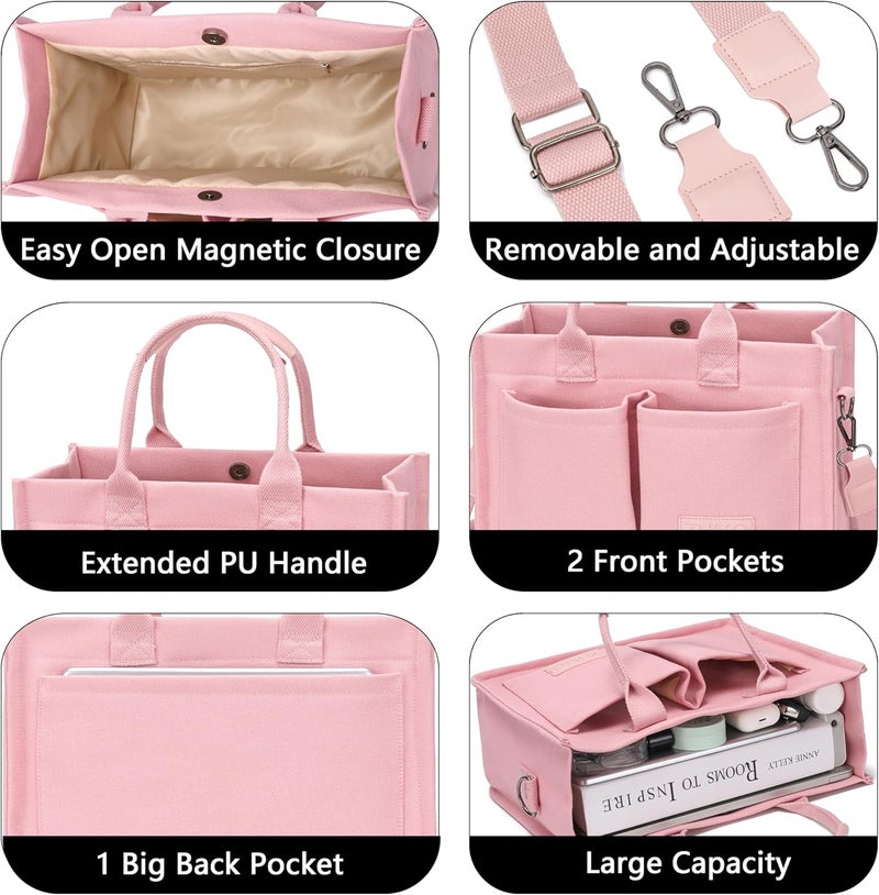 ZHMO Canvas Tote Bag for Women,Women's Bags Crossbody Bags Work Laptop Tote Bag Large Handbags Purse for Travel Nurse Teacher - Image 4